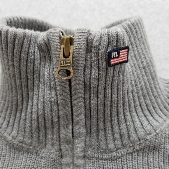 Ralph Lauren Sweater Mens XL Gray Pullover Zip‎ Mock Neck Long Sleeve - Picture 3 of 9